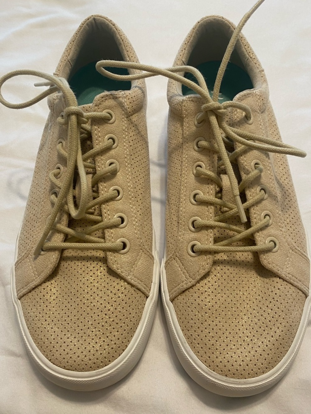 Women's Mykos Ortholite Casual Sneakers beige with gold sheen size 8.5